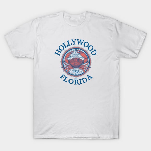 Hollywood, Florida, Stone Crab on Wind Rose T-Shirt by jcombs